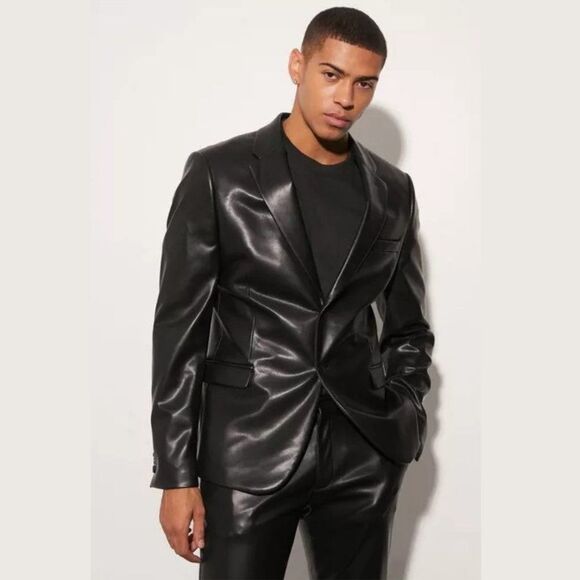 Boohooman Men's Slim Single Breasted Pu Suit Jacket - 42 - Picture 1 of 6